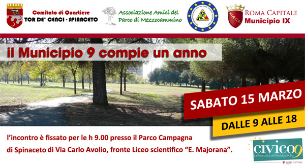 15 marzo festeggiamo insieme il 1° anni del Municipio IX