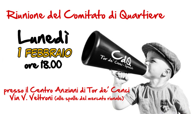 Riunione CdQ 1 febbraio ore 18