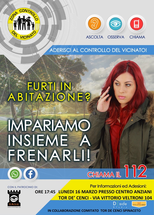 Assemblea - Controllo del Vicinato - 16 marzo Centro anziani Tor de' Cenci