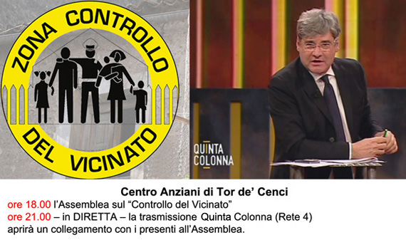 Assemblea Controllo Vicinato e diretta TV